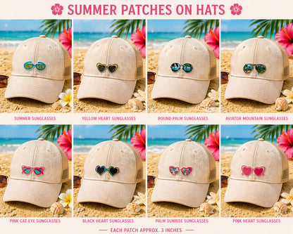 Embroidered Sunglasses Patches, Summer Beach Vacation Iron-On (2 Inch)