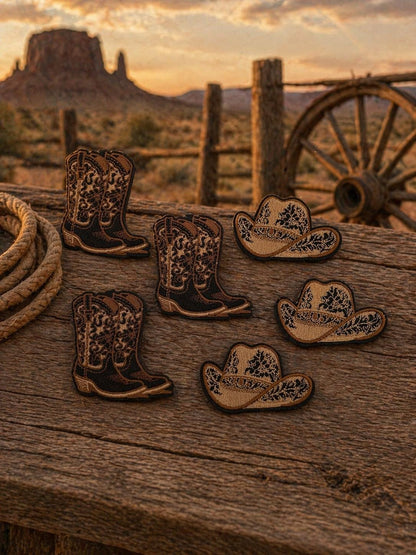 Embroidered Cowboy Boots Patch, Western Iron-On Applique, Rodeo Country Style (3 Inch)