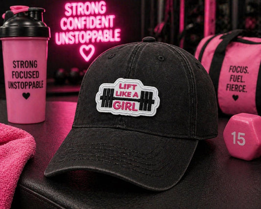 Lift Like a Girl Embroidered Patch, Weightlifting Fitness Hat Iron-On (3 inches)