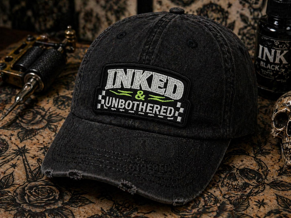 Inked Unbothered Embroidered Patch, Edgy Biker Alt Style Iron On (3 Inch)