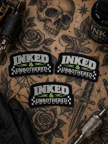 Inked Unbothered Embroidered Patch, Edgy Biker Alt Style Iron On (3 Inch)