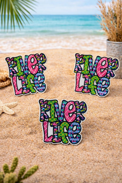 Embroidered River Life Patch, Summer Vacation Hat Patch, Iron-On (3 Inch)