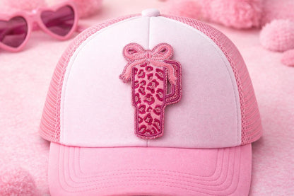 Leopard Glitter Tumbler Patch, Embroidered Iron-On Cup Applique