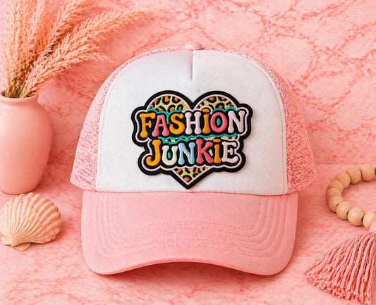 Fashion Junkie Leopard Heart Patch, Embroidered Iron-On Hat Patch