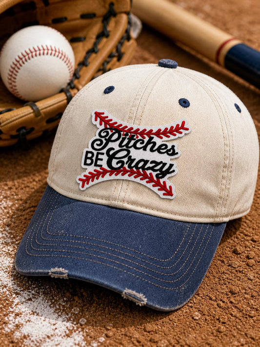 Pitches Be Crazy Baseball Mom Patch, Game Day Iron On Softball Hat Applique