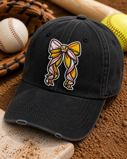 Softball Bow Embroidered Patch, Baseball Mom Game Day Iron-On (3.5 inches)