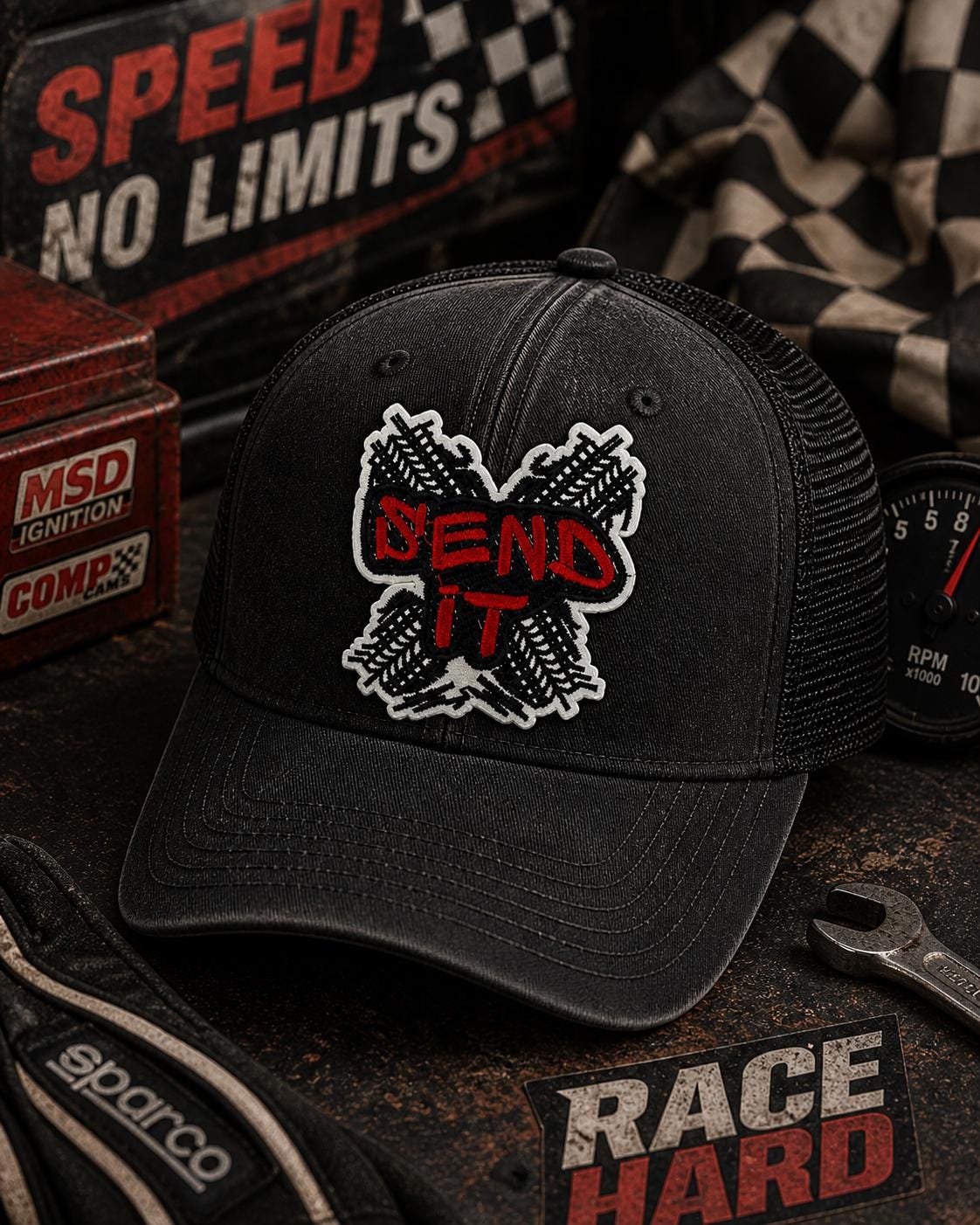 Send It Embroidered Patch, Off Road Racing Iron On, Motorsport Trucker Hat Badge