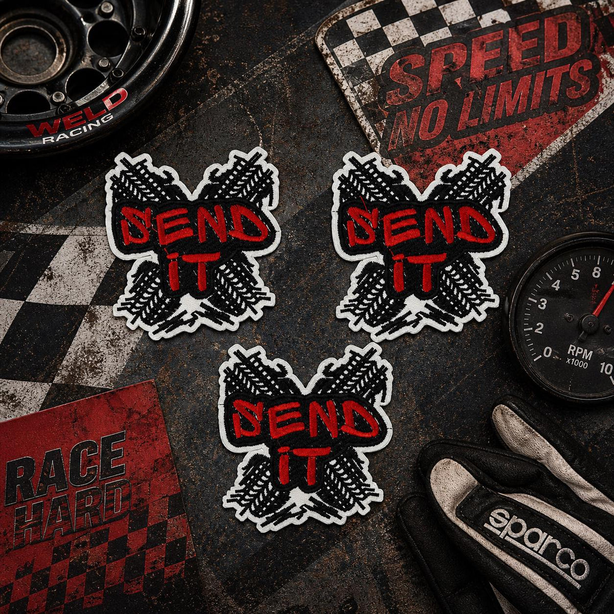 Send It Embroidered Patch, Off Road Racing Iron On, Motorsport Trucker Hat Badge