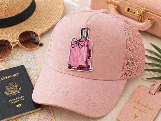 Embroidered Suitcase Patch, Iron-On Travel Luggage Applique, Girls Trip Vacation Accessory