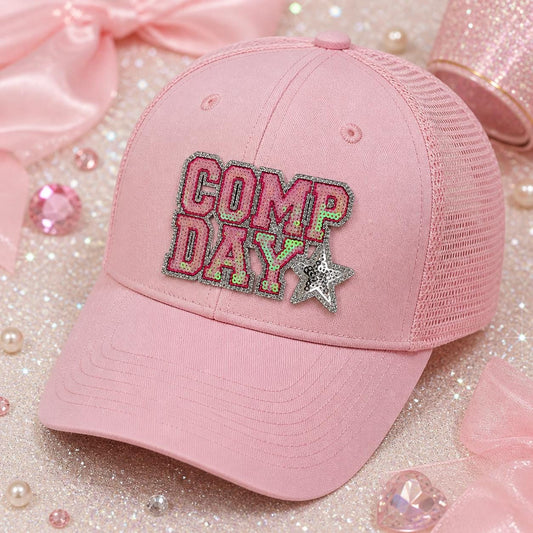 Pink Comp Day Sequin Patch | All Star Cheerleader Competition Gear | Varsity Style Star Accent