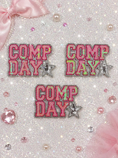 Pink Comp Day Sequin Patch | All Star Cheerleader Competition Gear | Varsity Style Star Accent