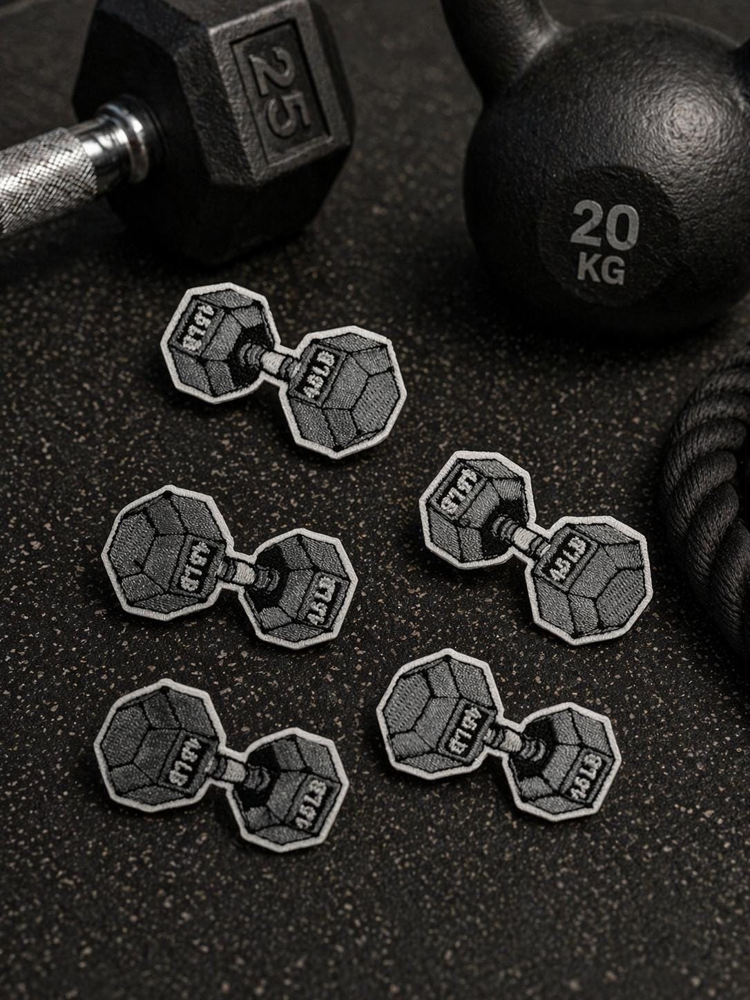 Embroidered Dumbbell Patch, Fitness Workout Iron-On, Gym Weight Lifting Apparel