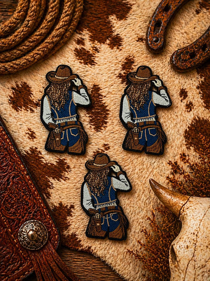 Embroidered Cowgirl Patch, Back View Western Trucker Hat, Iron-On Applique