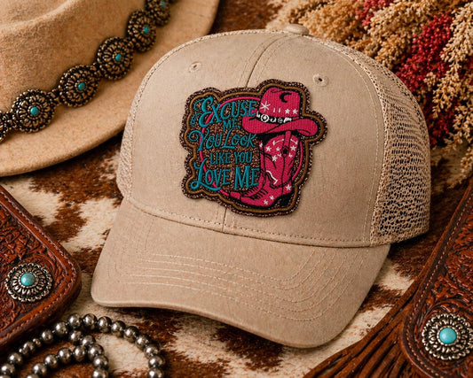 Funny Cowgirl Patch, Sassy Western Embroidered Iron-On, Pink Cowgirl Design