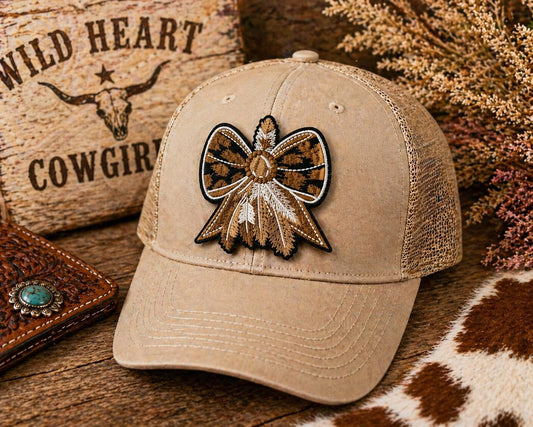 Western Feather Bow Patch, Embroidered Cowgirl Trucker Hat Applique, Boho Style