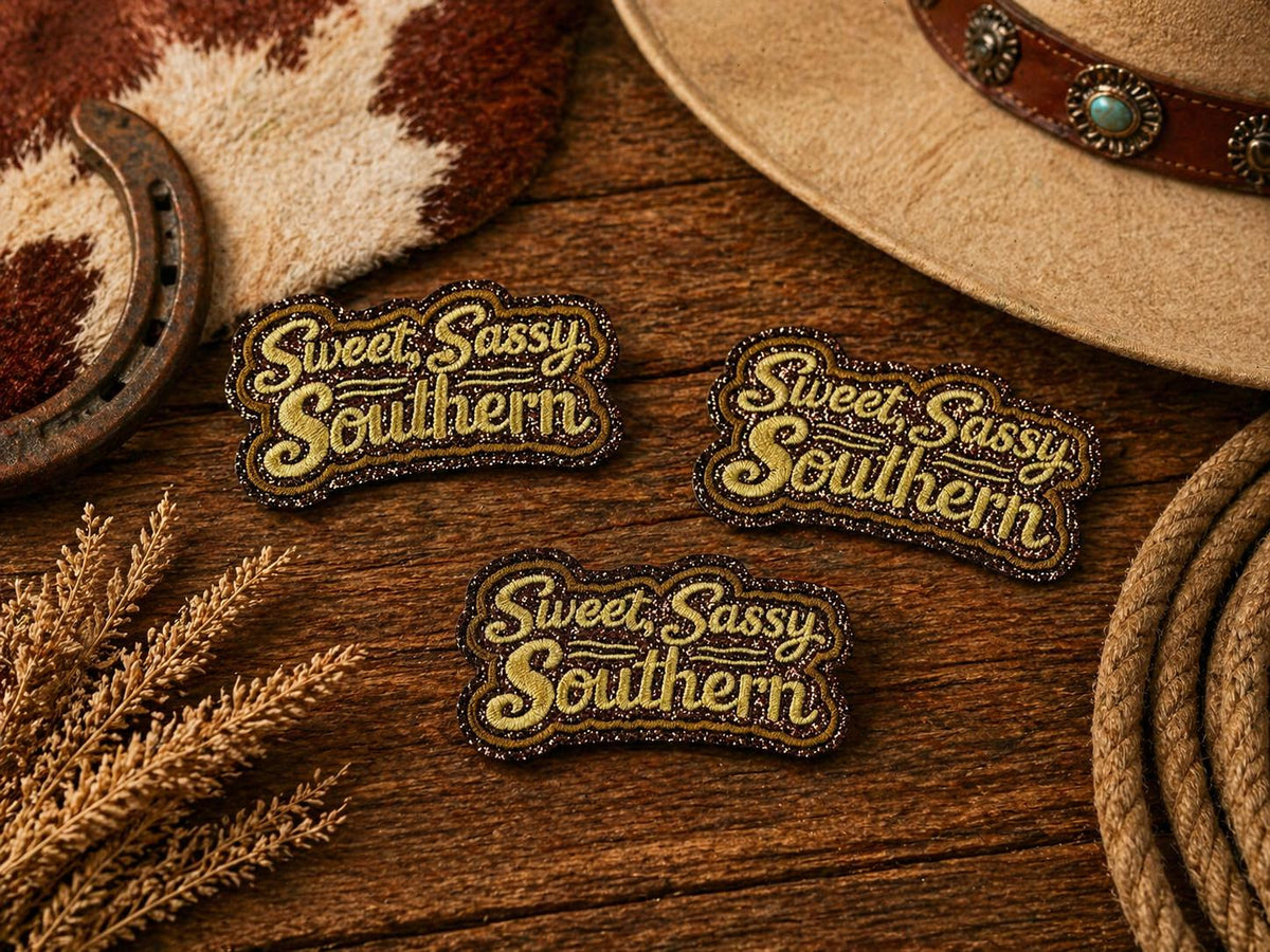 Sweet Sassy Southern Embroidered Patch, Cowgirl Style, Iron-On Applique