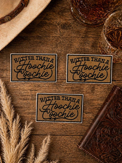Hotter Than Hoochie Coochie Embroidered Patch, Western Sassy Trucker Accessory (2.5 inches)