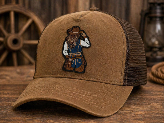 Embroidered Western Cowgirl Patch, Back View Design, Trucker Hat Applique (3 Inch)