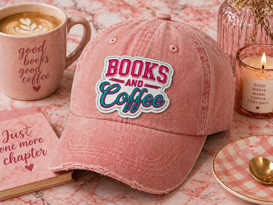 Books and Coffee Embroidered Patch, Reader Lover Iron-On Applique