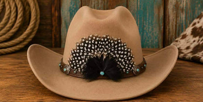 Western Feather Hat Patch: Embroidered Glue-On Applique (5 Inches)
