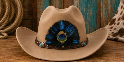 Western Feather Hat Patch: Embroidered Glue-On Applique (5 Inches)