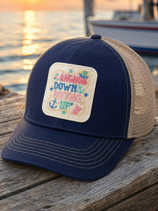 Anchors Down Bottoms Up Nautical Patch