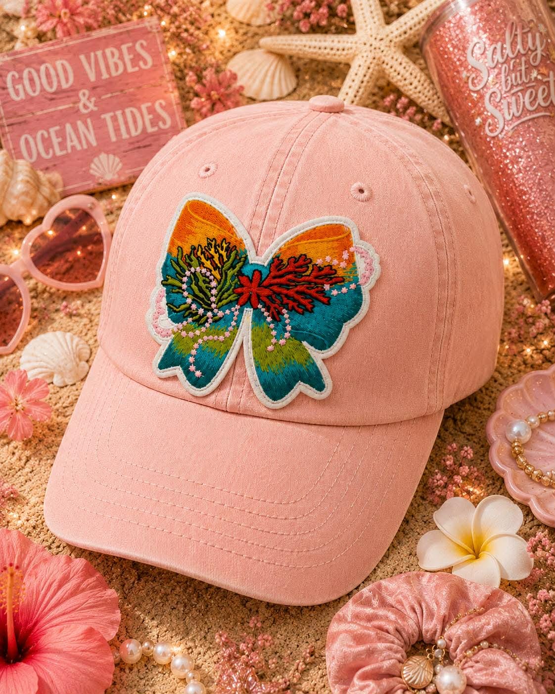 Beach Babe Coral Bow Patch