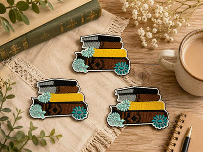 Floral Book Stack Patch