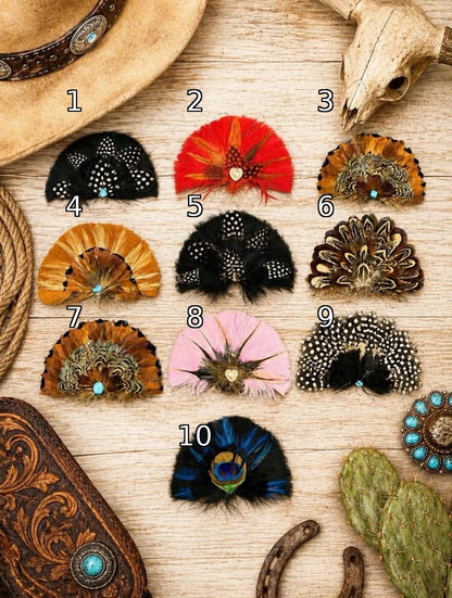 Western Feather Hat Patch: Embroidered Glue-On Applique (5 Inches)