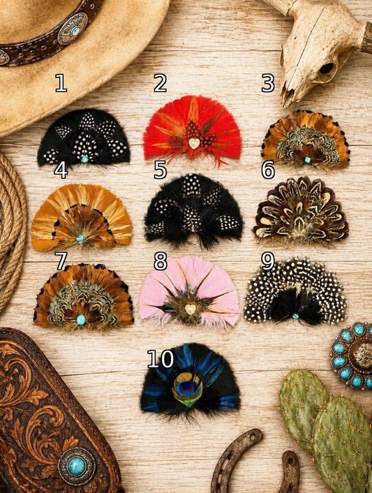 Western Feather Hat Patch: Embroidered Glue-On Applique (5 Inches)