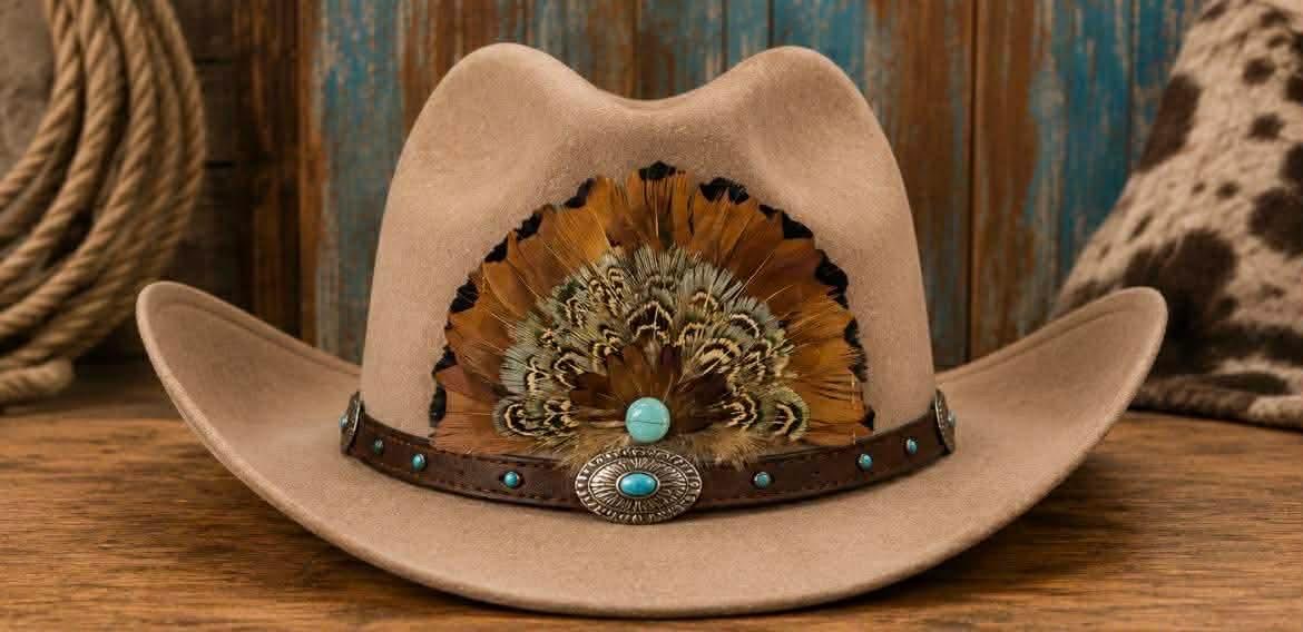 Western Feather Hat Patch: Embroidered Glue-On Applique (5 Inches)