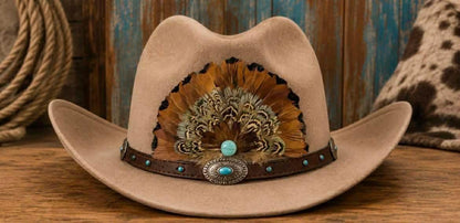 Western Feather Hat Patch: Embroidered Glue-On Applique (5 Inches)