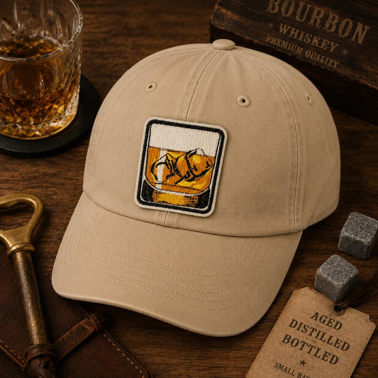 Embroidered Whiskey Glass Patch  Iron-On or Sew-On Application