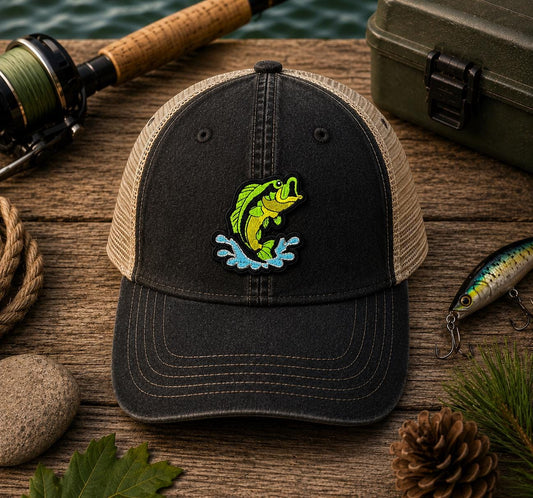 Jumping Bass Embroidered Fishing Patch