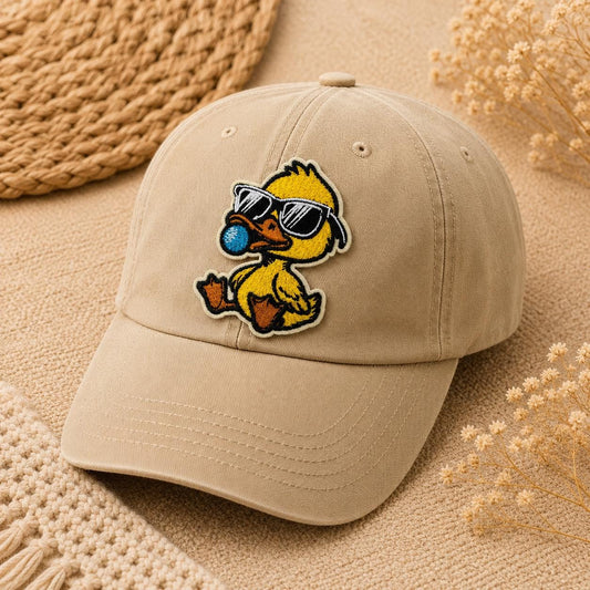 Embroidered Bubblegum Duck Patch: 3-Inch Iron-On Applique