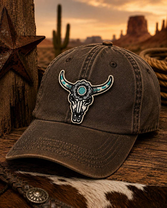 Bull Skull Western Embroidered Patch