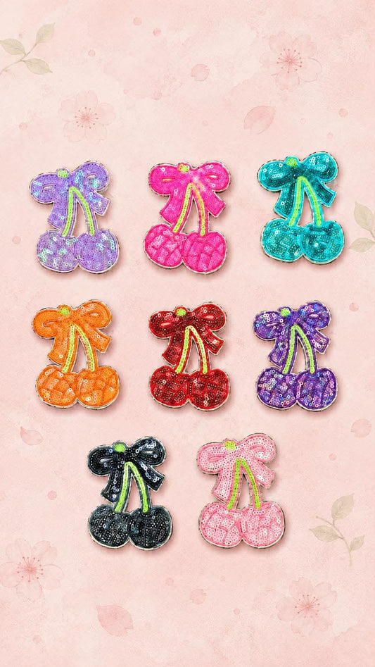 Sequin Cherry Bow Patch