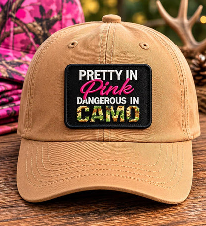 Pretty In Pink Dangerous In Camo Embroidered Patch