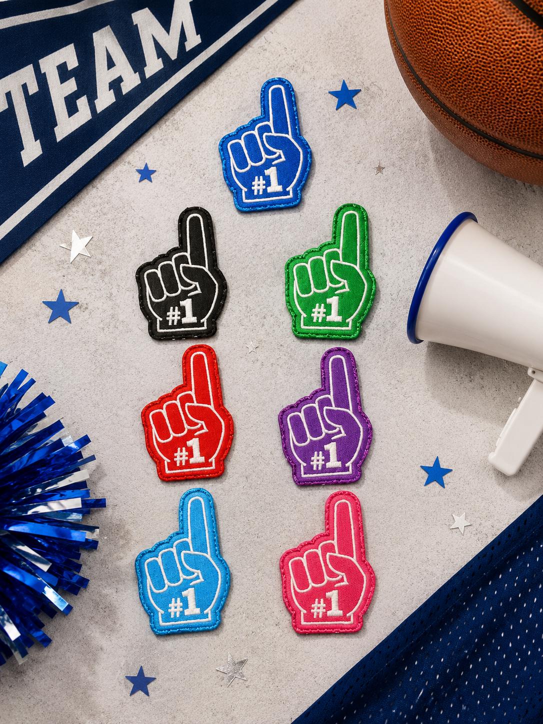 Number 1 Foam Finger Embroidered Patch