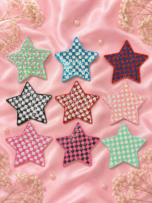 5 Checker Star Sequin Patch