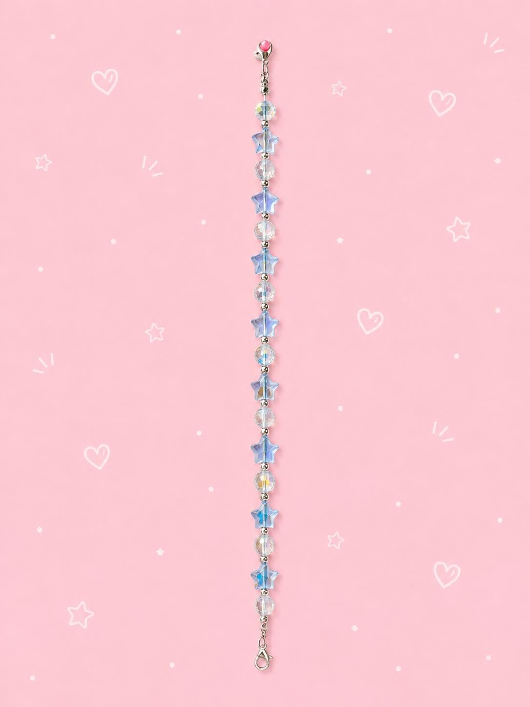 Pastel Blue Star Beaded Hat Chain