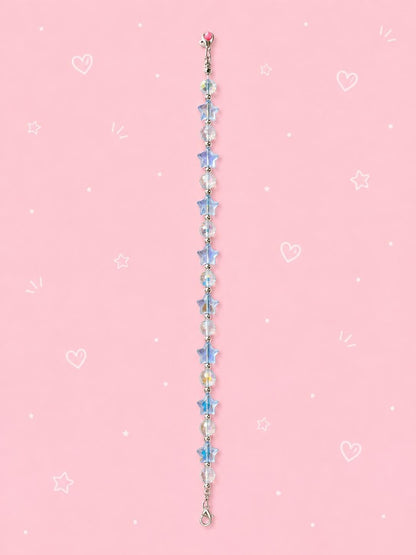 Pastel Blue Star Beaded Hat Chain
