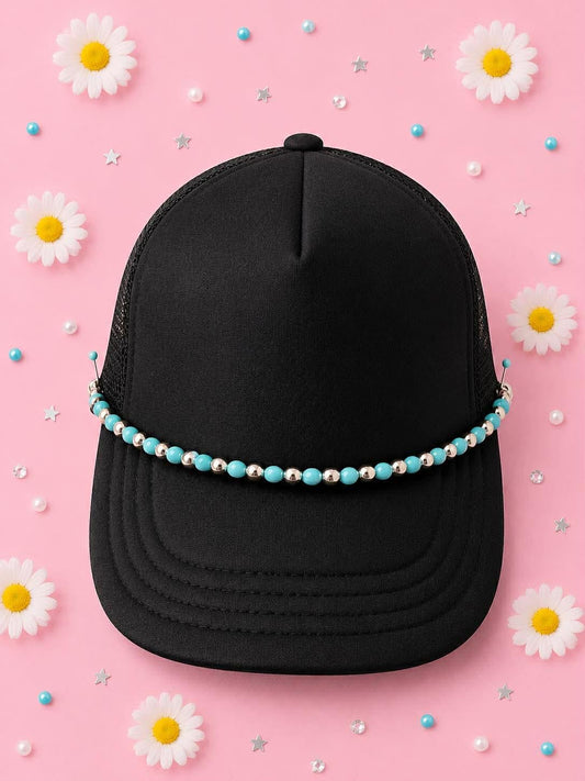 Turquoise Beaded Hat Chain