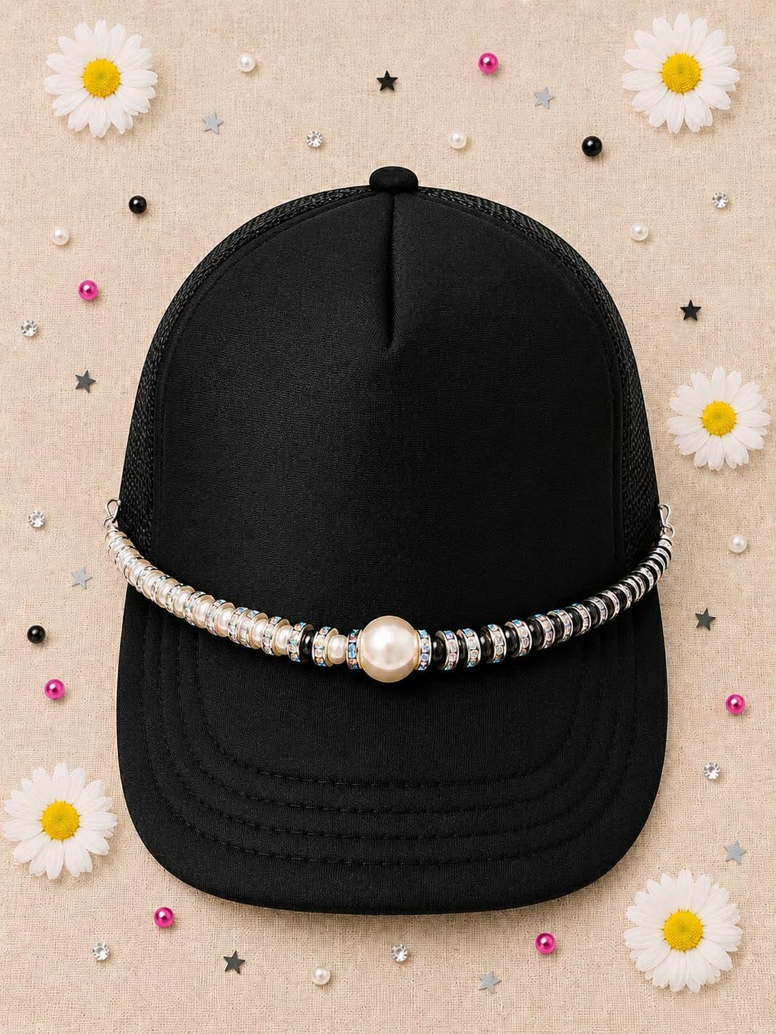 Pearl Rhinestone Hat Chain