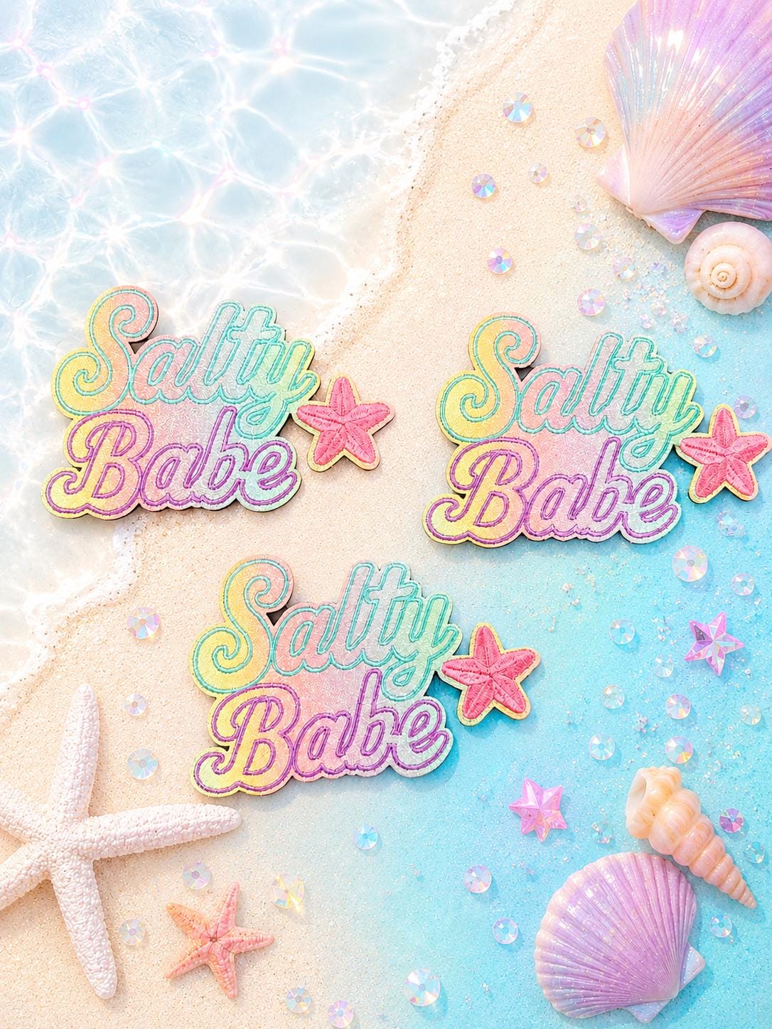 Salty Babe Pastel Beach Starfish Embroidered Patch