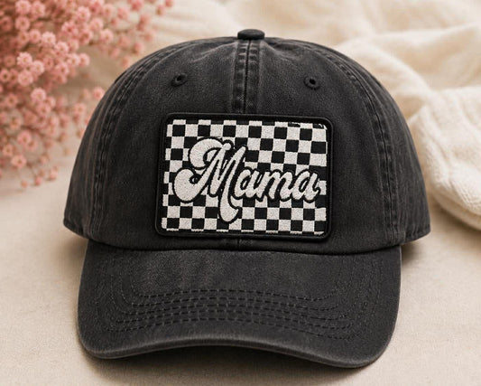 Checkerboard Mama Patch Baseball Hat
