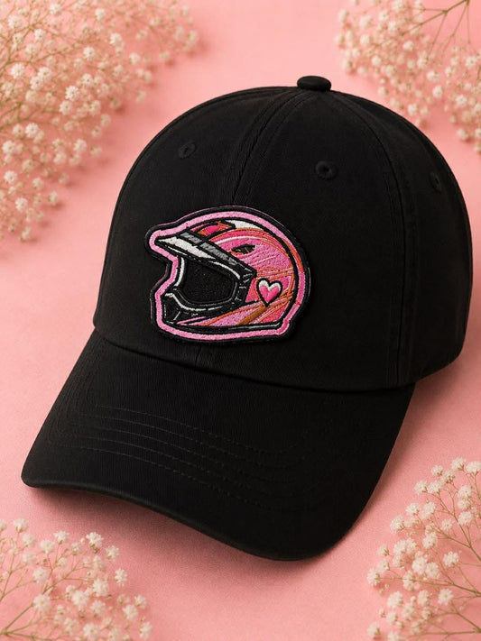 Pink Moto Helmet Embroidered Patch