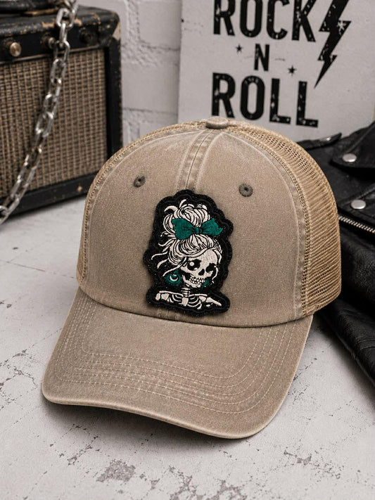 Skeleton Mom Messy Bun Embroidered Patch