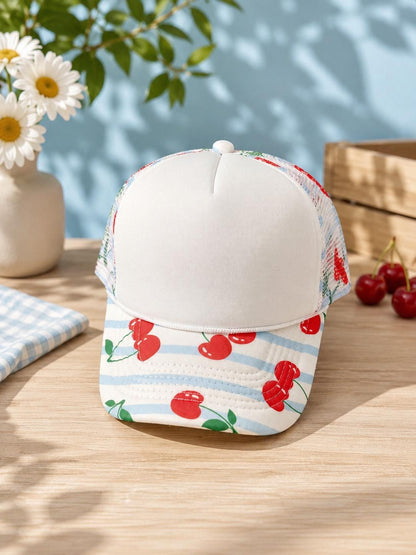 Cherry Stripe Trucker Hat