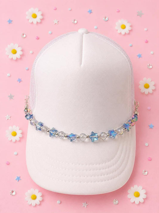 Pastel Blue Star Beaded Hat Chain